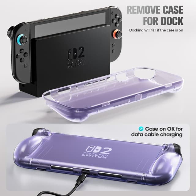 Thumbnail 6 de ProCase Protective Case for Nintendo Switch 2 (2025) with Ergonomic Grip – Transparent Purple Soft TPU Cover