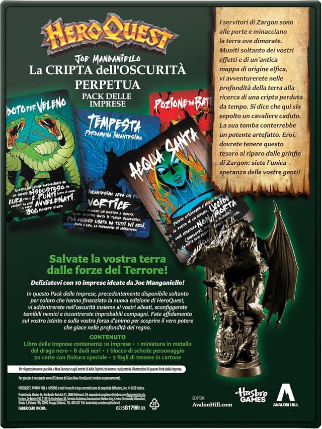 Detalle de HeroQuest Crypt of Perpetual Darkness: espansione premium con imprese, carte speciali e miniatura del drago