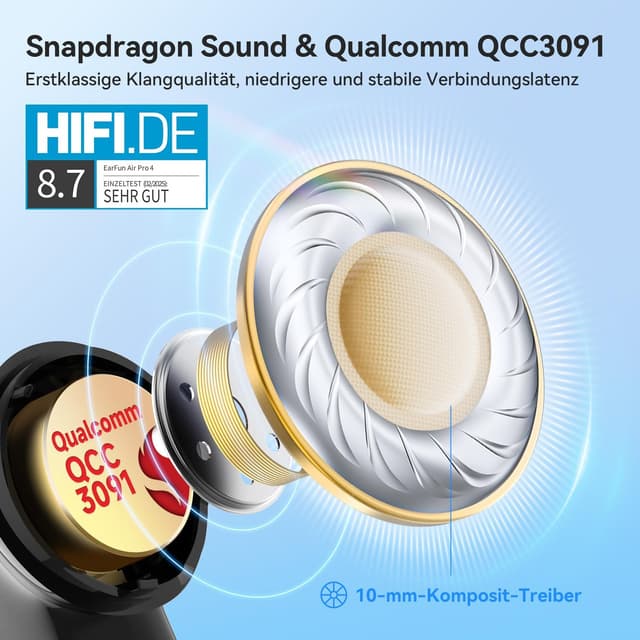 Detalle de EarFun Air Pro 4 In-Ear Kopfhörer, 52 h Akkulaufzeit