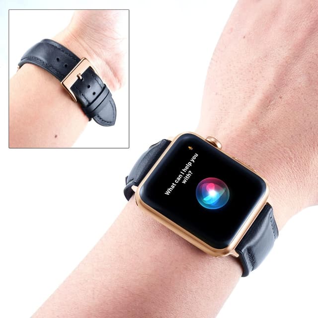 Detalle de BINLUN oil wax leather & silicone hybrid Apple Watch strap (38–42mm, compatible with many Series)