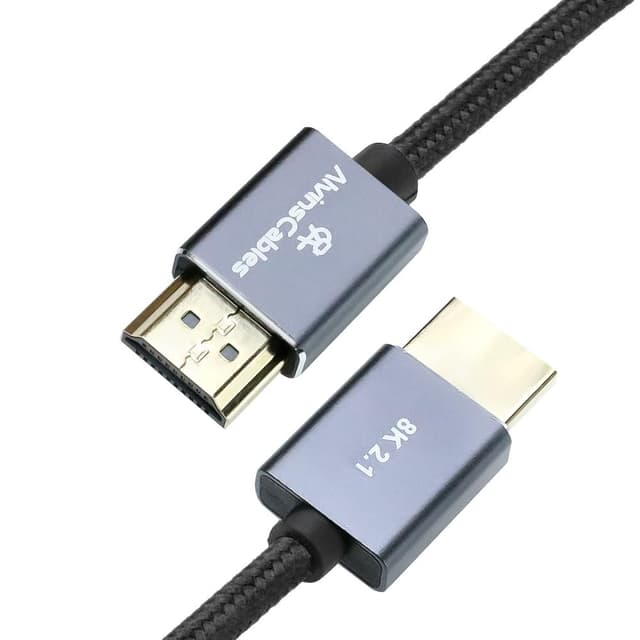 Detalle de Alvin's Cables Right Angle Micro HDMI to HDMI 8K@60Hz / 4K@120Hz (HDMI 2.1) braided coiled cable