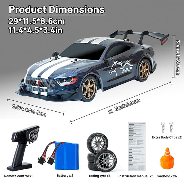 Detalle 2 de BORSTOYPRO RC Drift Car 1:14 4WD Drift RC (2.4Ghz) with Proportional Throttle