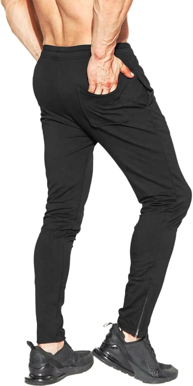 Detalle 2 de BROKIG Mens Zip Gym Joggers – slim fit track trousers with ankle zip