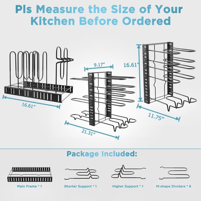 Thumbnail 3 de ORDORA Pots and Pans Organizer 16.6" Rack 🍽