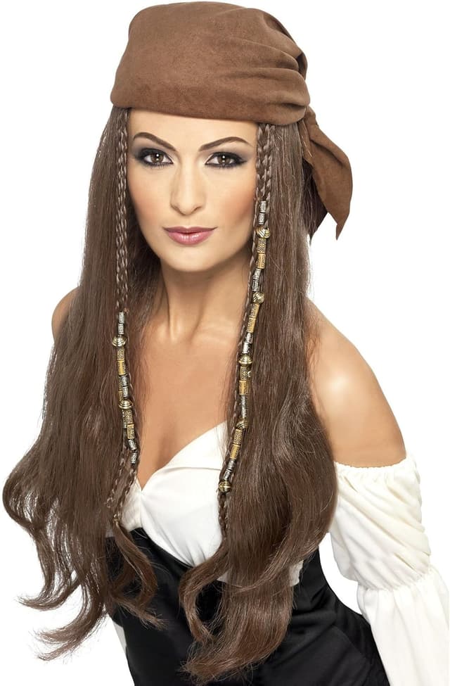 Imagen de Smiffy's Parrucca da pirata marrone con bandana 🎭 en OfertitasTOP