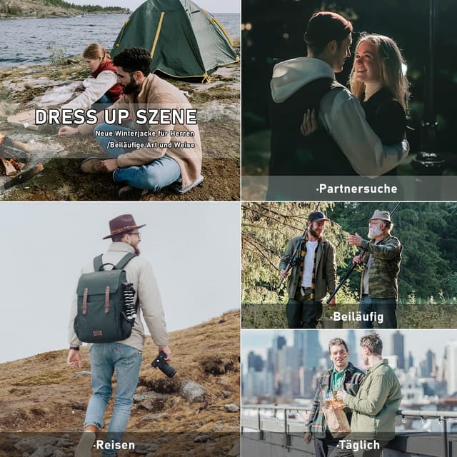 Detalle de MANLUODANNI Herren-Kapuzenpullover mit Reißverschluss – dicker Fleece-Hoodie für Winter & Alltag