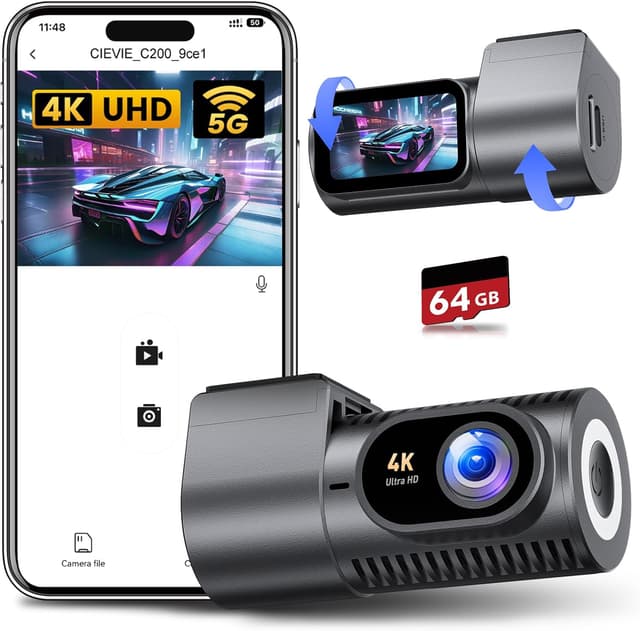 Detalle de CIEVIE Dashcam Vorne 4K mit 64 GB Karte 360°