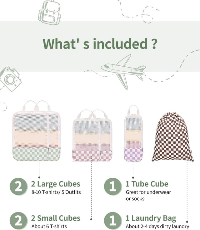 Thumbnail 4 de Narwey 6 Set Compression Packing Cubes 35cm