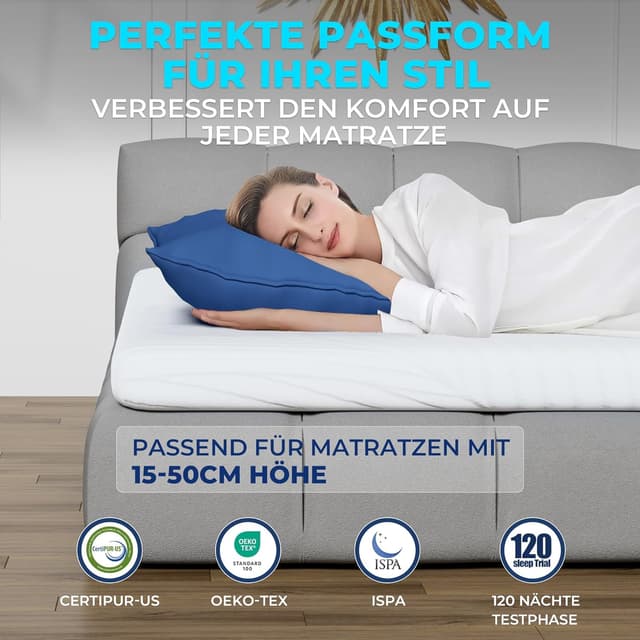 Detalle de CloudÉtoile Matratzentopper 90x200 cm Memory Foam (5 cm) mit Antirutsch-Bändern