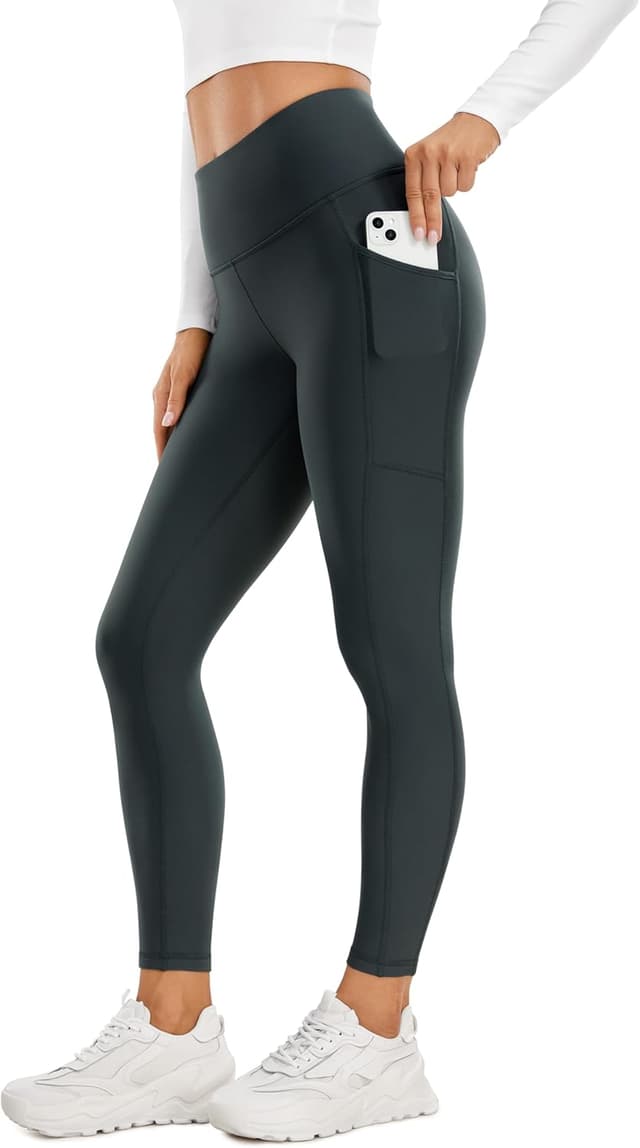 Detalle de CRZ YOGA Leggings thermiques femme taille haute avec poches – doublure polaire pour l’hiver
