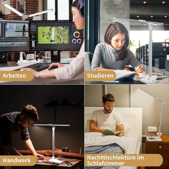 Thumbnail 6 de iVict Led-Schreibtischlampe Doppelkopf höhenverstellbar