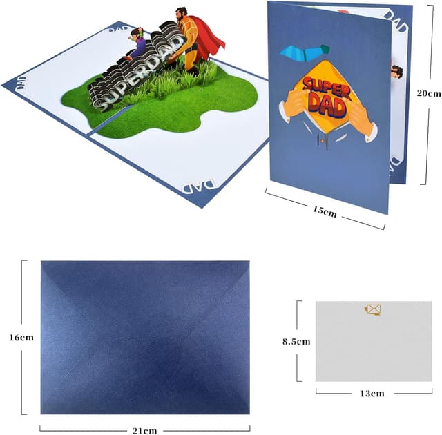 Detalle de MMagic Ants Vatertag Karte „Super Dad“ – 3D Pop-up Glückwunschkarte zum Vatertag