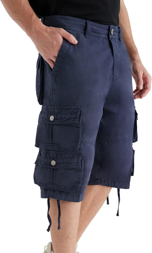Detalle de YGREYG Men’s Cargo Shorts Long Capri (Below the Knee) with Pockets — Relaxed Fit