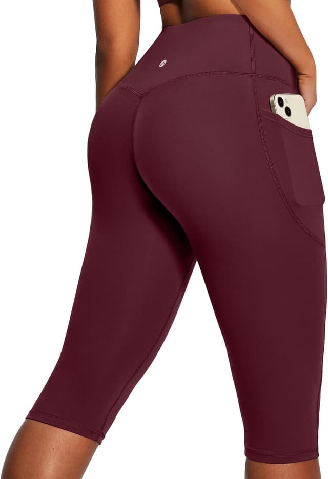 Thumbnail 6 de Heathyoga Capri Leggings with Pockets for Women (Tummy Control, Knee-Length)