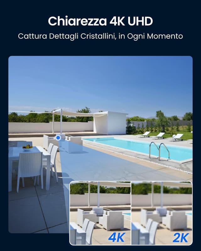 Detalle 2 de Reolink E1 Outdoor S: telecamera esterna 4K con Wi‑Fi 6, rilevamento persone/veicoli/animali e audio bidirezionale