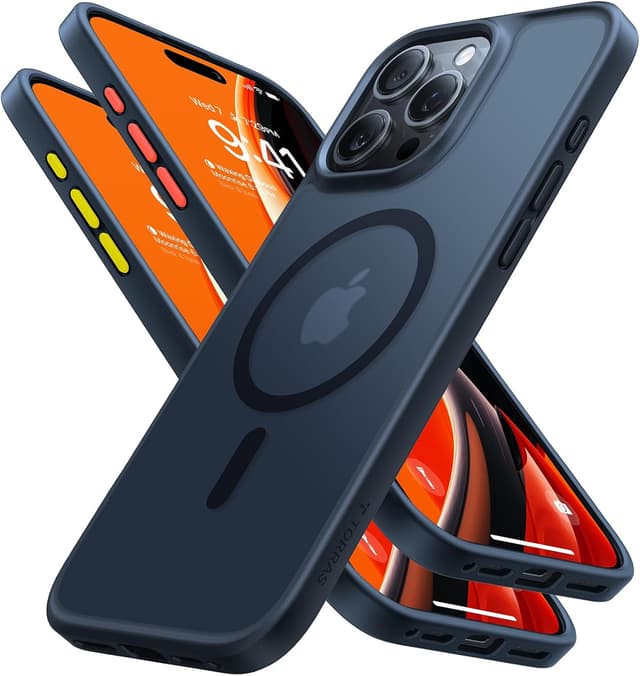 Detalle de TORRAS Magnetic Case for iPhone 15 Pro Max (MagSafe Compatible) — Slim Translucent Shockproof Case, Matte Black