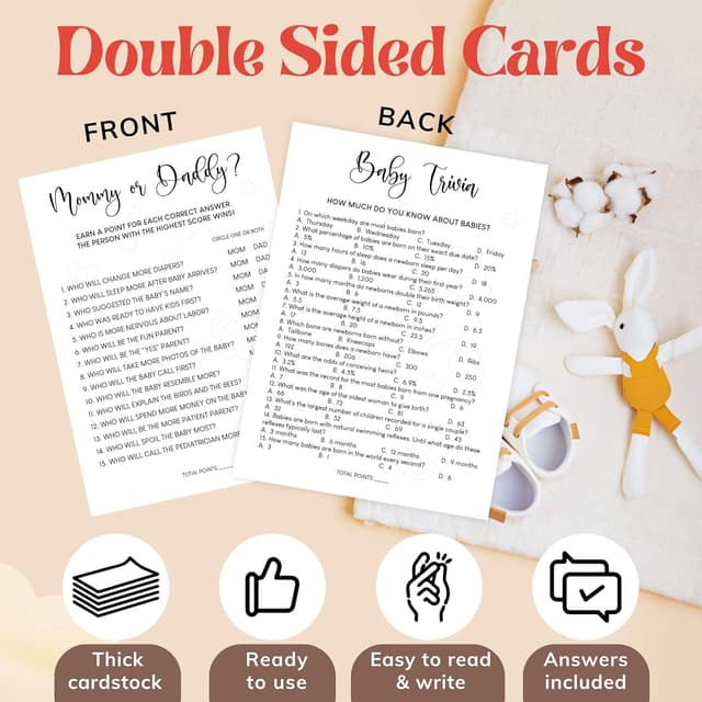 Thumbnail 2 de WOODAMORE Funny Baby Shower Games Bingo Set 🎲