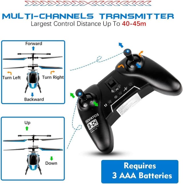 Thumbnail 6 de VATOS Hubschrauber YD-927 RC (2,4 GHz, 3-Kanal) mit LED und Gyro – Mini-Hubschrauber für drinnen