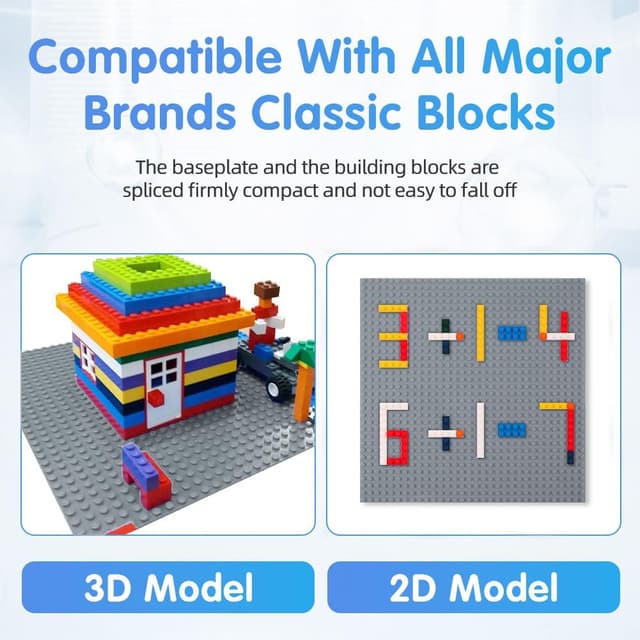 Detalle 2 de HOTUT Classic Bauplatte-Set (4 Platten) 25,5 × 25,5 cm – kompatibel mit vielen Bauklötzen-Grundsets