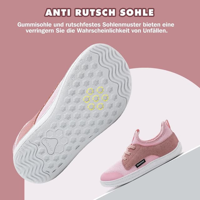 Detalle de WateLves Kinder Barfußschuhe „Breite“ – minimalistische Barefoot Sneaker ohne Verschluss für Jungen & Mädchen