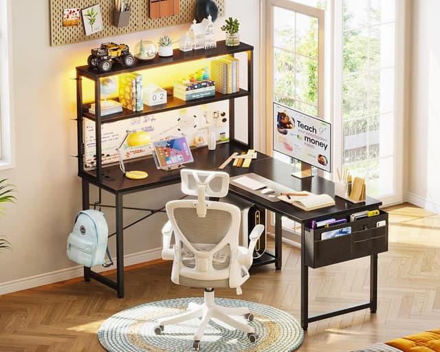 Thumbnail 6 de Coleshome Gaming Tisch in L-Form mit LED & Steckdosen, 110 × 80 cm (reversibel)