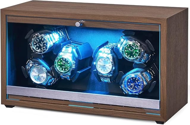 Detalle de ANWBROAD Caja Enrolladora para 6 Relojes con LED y Motor