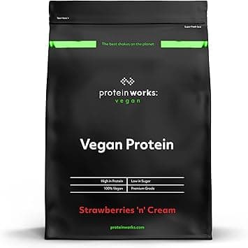 Detalle de Protein Works - Proteína Vegana de Fresas con Nata 🍓🌱 2 kg