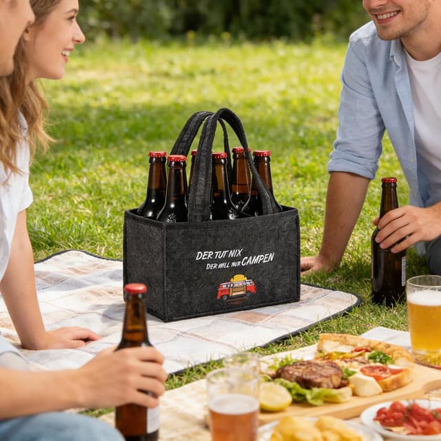 Detalle 2 de Camping-Geschenk Handtasche Bier mit Spruch