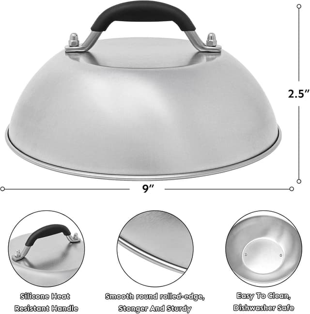 Detalle de HULISEN Cheese Melting Dome & Smashed Burger Press griddle accessory kit (9 inch)