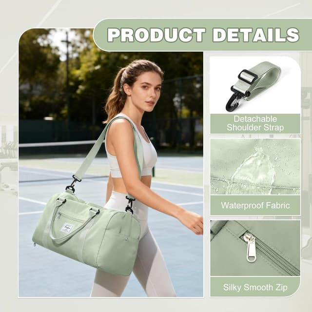 Detalle de WEPLAN Sporttasche mit Schuhfach und Nassfach – Weekender- & Gym-Bag für Damen und Herren