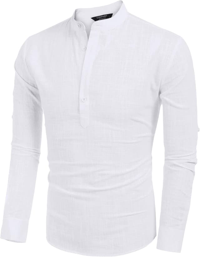 Detalle de COOFANDY Henley T-Shirt Long Sleeve