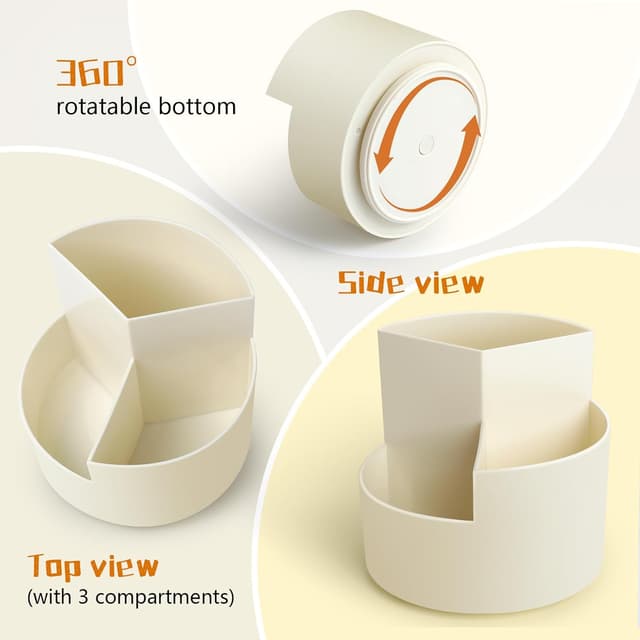 Detalle 2 de AiQInu Portapenne da scrivania girevole 3 scomparti ✏