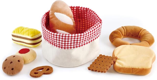 Detalle 2 de Hape E3168 Toddler Bread Basket soft food toy set for pretend play (3+ years)