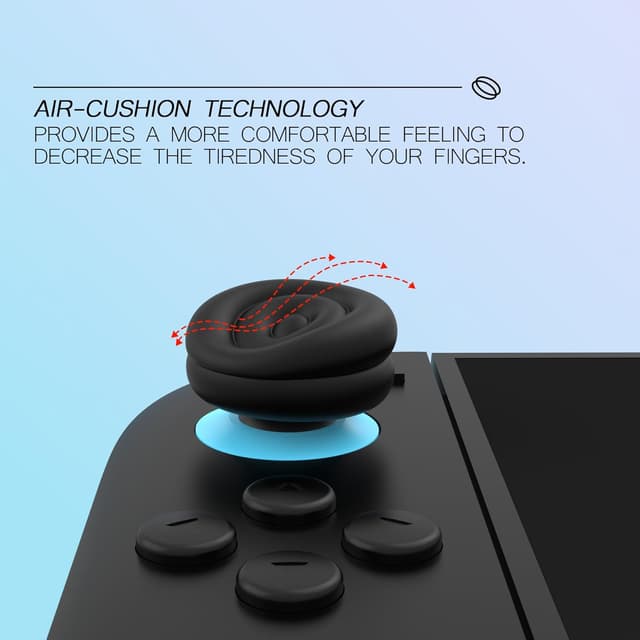 Detalle de playvital Thumb Cushion Caps for Nintendo Switch 2 Joycon 2 (Thumb Grips) – Black
