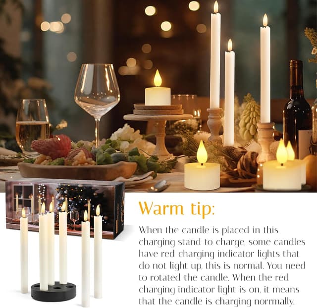 Thumbnail 6 de KIKILIVE Rechargeable LED Taper Candles 6 pcs 🕯