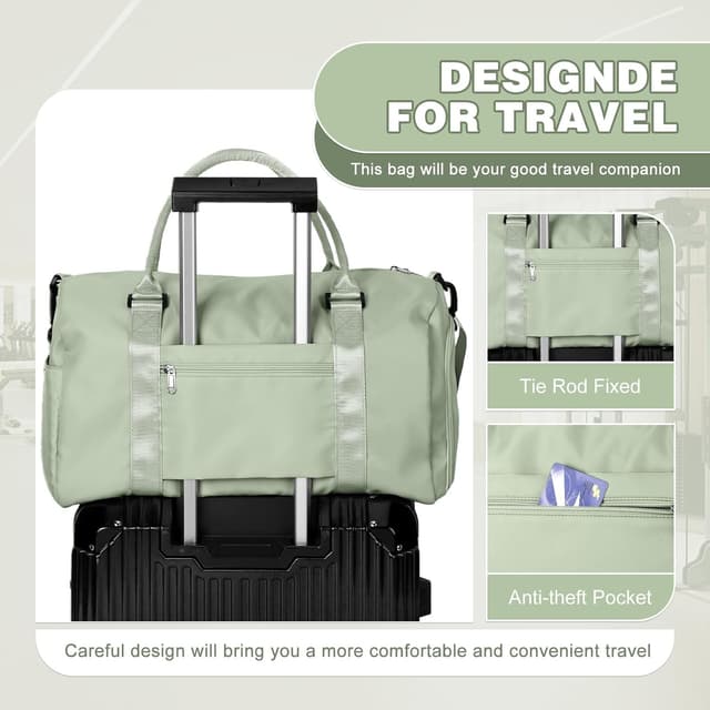 Detalle de WEPLAN Sporttasche mit Schuhfach und Nassfach – Weekender- & Gym-Bag für Damen und Herren