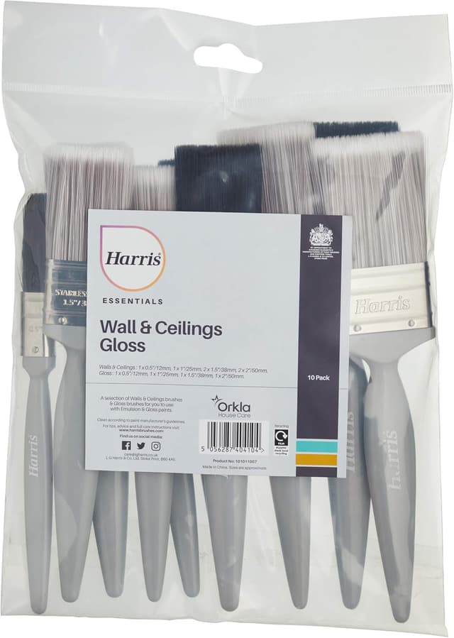 Detalle 2 de Harris Essentials Walls & Ceilings and Woodwork 10 Pack emulsion & gloss paint brushes