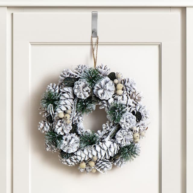 Thumbnail 1 de COM-FOUR Couronne de Porte Blanche 30 cm 🎄