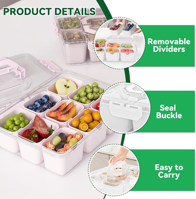 Thumbnail 6 de REBECAT 8-Compartment Snack Tray with Lid 🍽