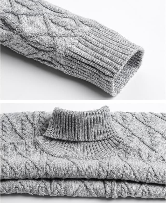 Detalle 1 de Herren Rollkragenpullover Zopfstrick Slim Fit