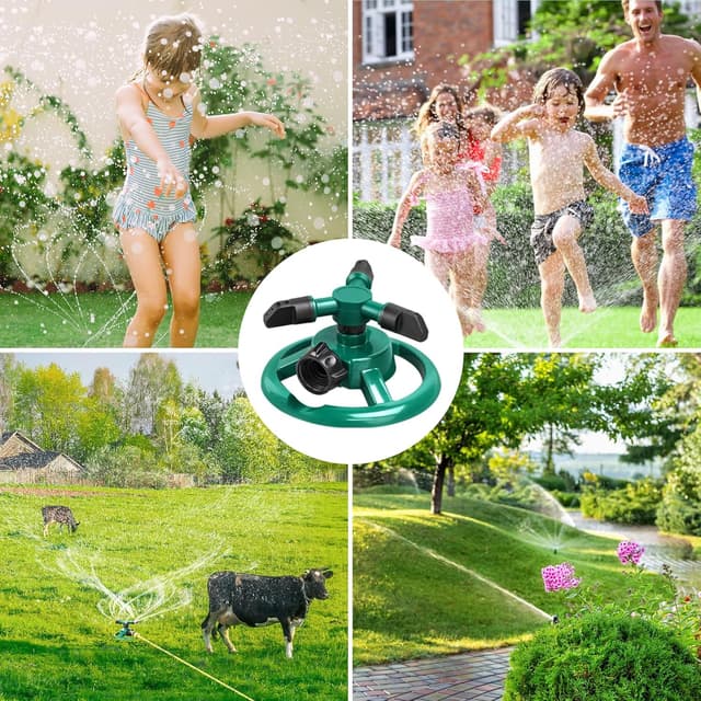 Thumbnail 6 de ENJSD Garden Sprinkler – Automatic 360° Rotating 3-Arm Lawn Irrigation Sprinkler