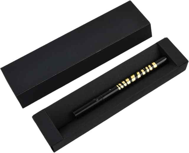 Detalle de 10 Stifte Verpackung Box (18×4×2 cm) – schwarze Geschenkbox für Kugelschreiber, Schmuck & Souvenirs, ohne Fenster (ohne Stift)