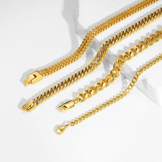 Detalle de Esmoly Herren-Armband Set in Silber (4 Stück) aus 316L-Edelstahl – stapelbar, hypoallergen