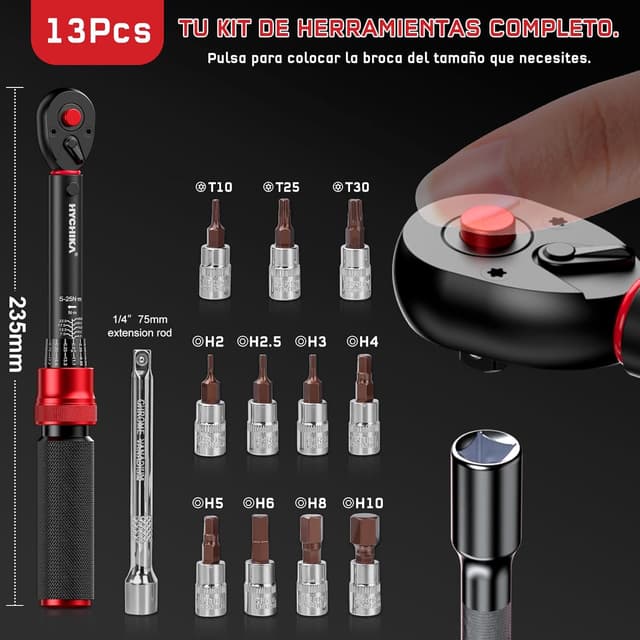 Thumbnail 6 de HYCHIKA Juego 13 Llaves Dinamométricas 5-25 Nm