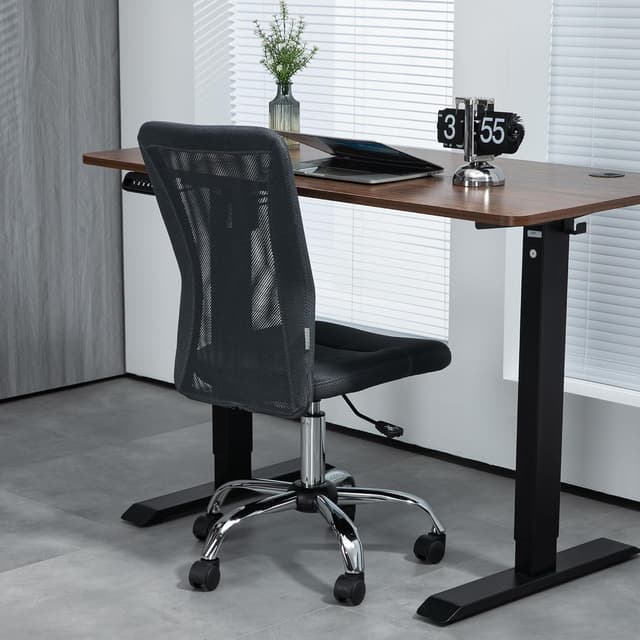 Detalle 2 de Vinsetto Chaise de bureau ergonomique grise foncée, assise réglable et pivot 360° sur piètement chromé