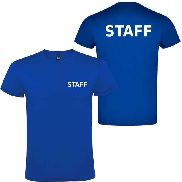 Detalle de T-shirt in cotone STAFF davanti e dietro (Bianco, M)