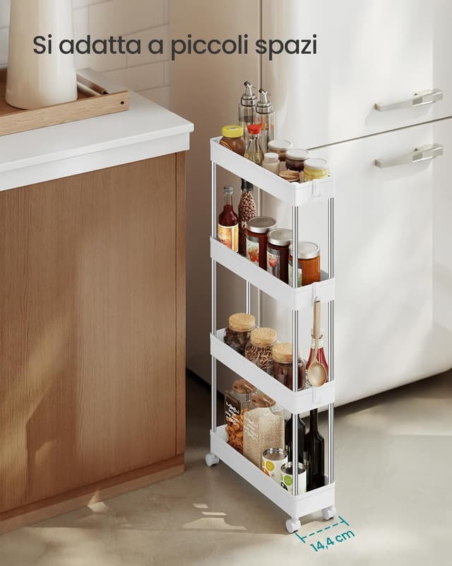 Detalle de SONGMICS KSC08WT carrello portaoggetti 4 livelli