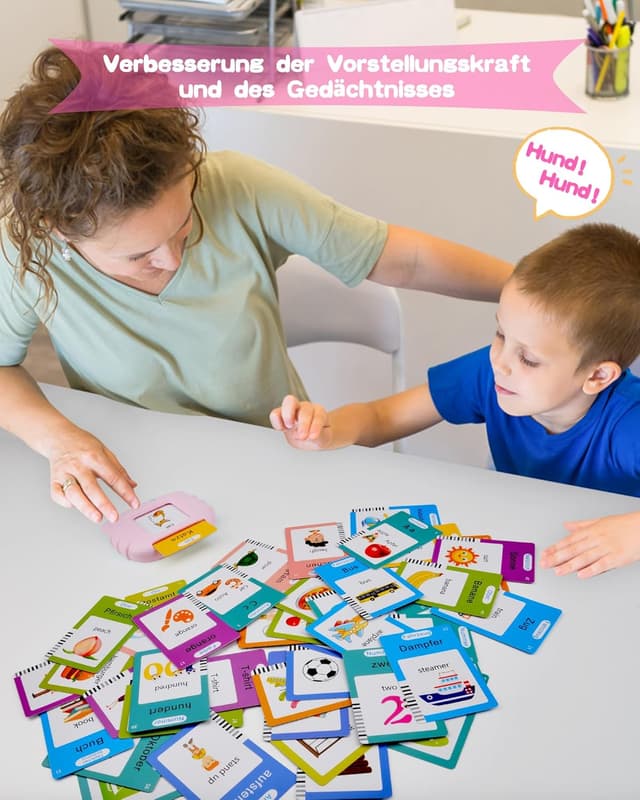 Detalle de Sprechende Flash-Karten (Standard Deutsch, 255 Blätter) – 510 Wörter, 3 Sprachmodi, für Kleinkinder 2–4 Jahre