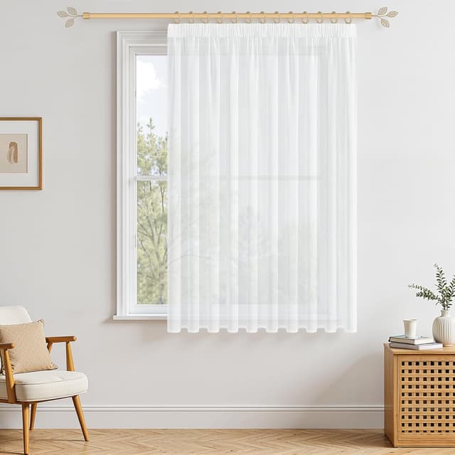 Detalle de MRTREES Gardine Weiß Transparent 170×200 cm (H×B) mit Kräuselband für Kinderzimmer