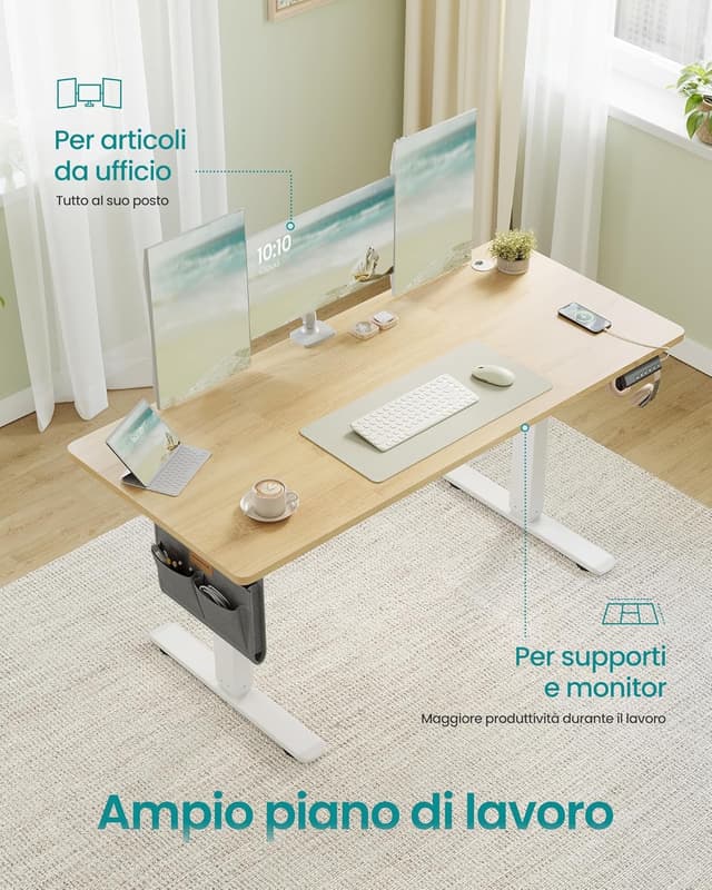 Detalle de SONGMICS scrivania regolabile in altezza elettrica 140×60 cm con memoria 4 posizioni LSD134YA01